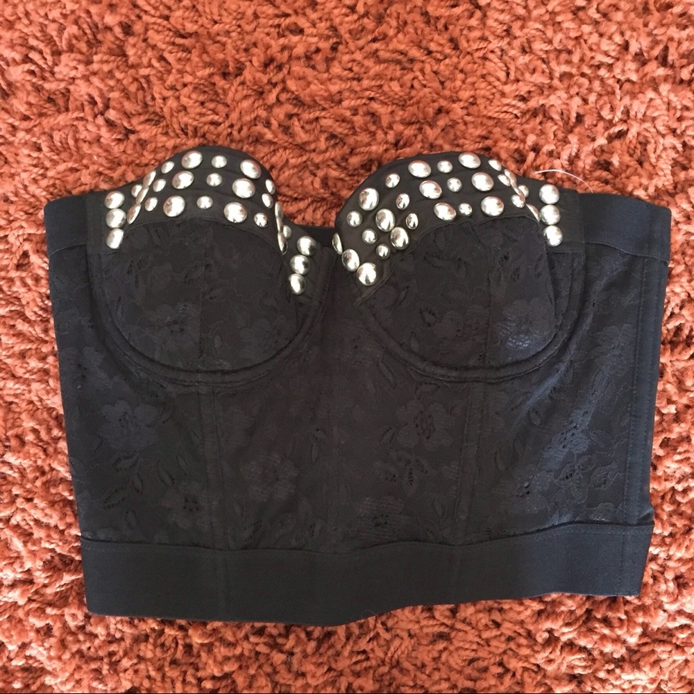 Studded lace bustier bra letter Kelly Bundy style